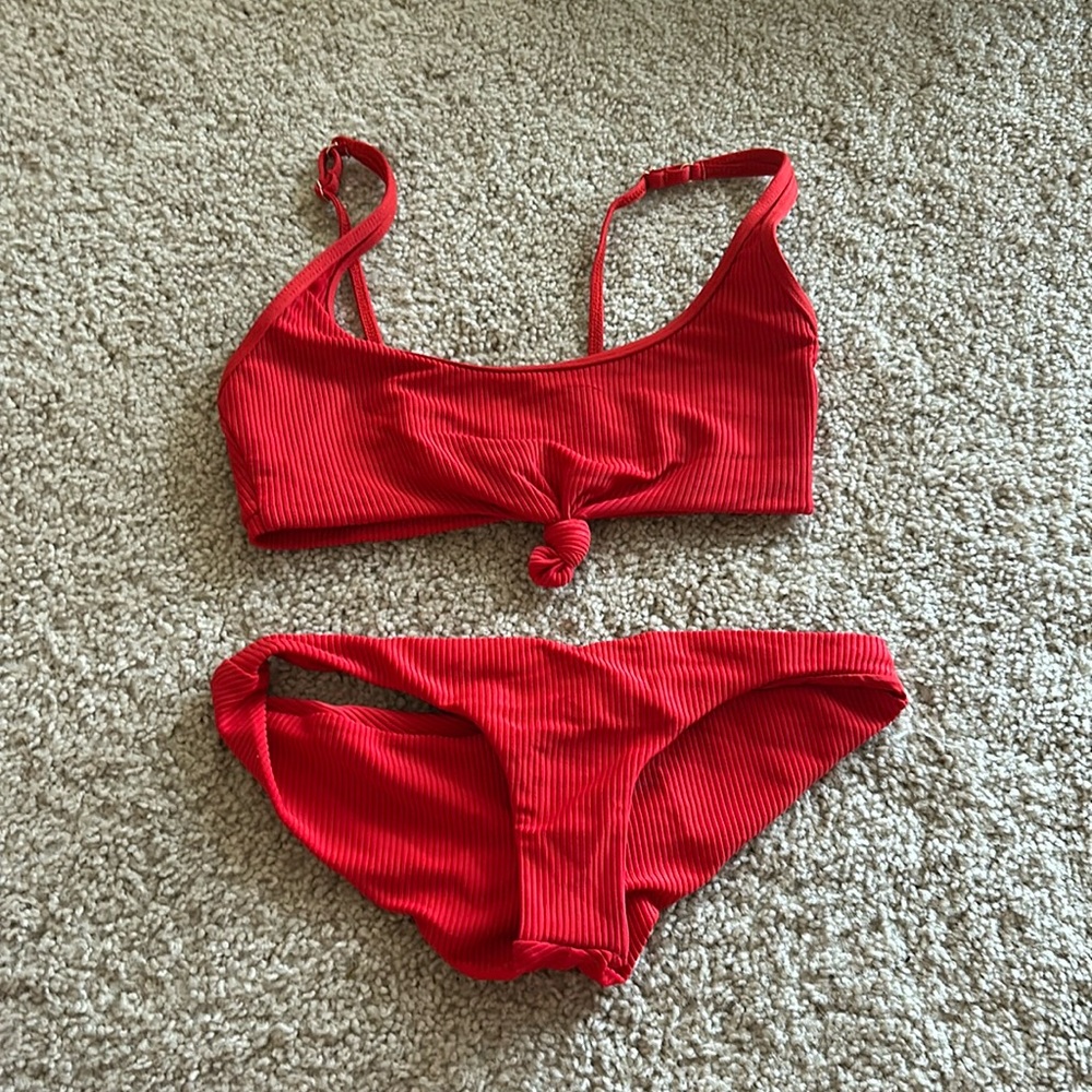 Frankie’s red bikini set